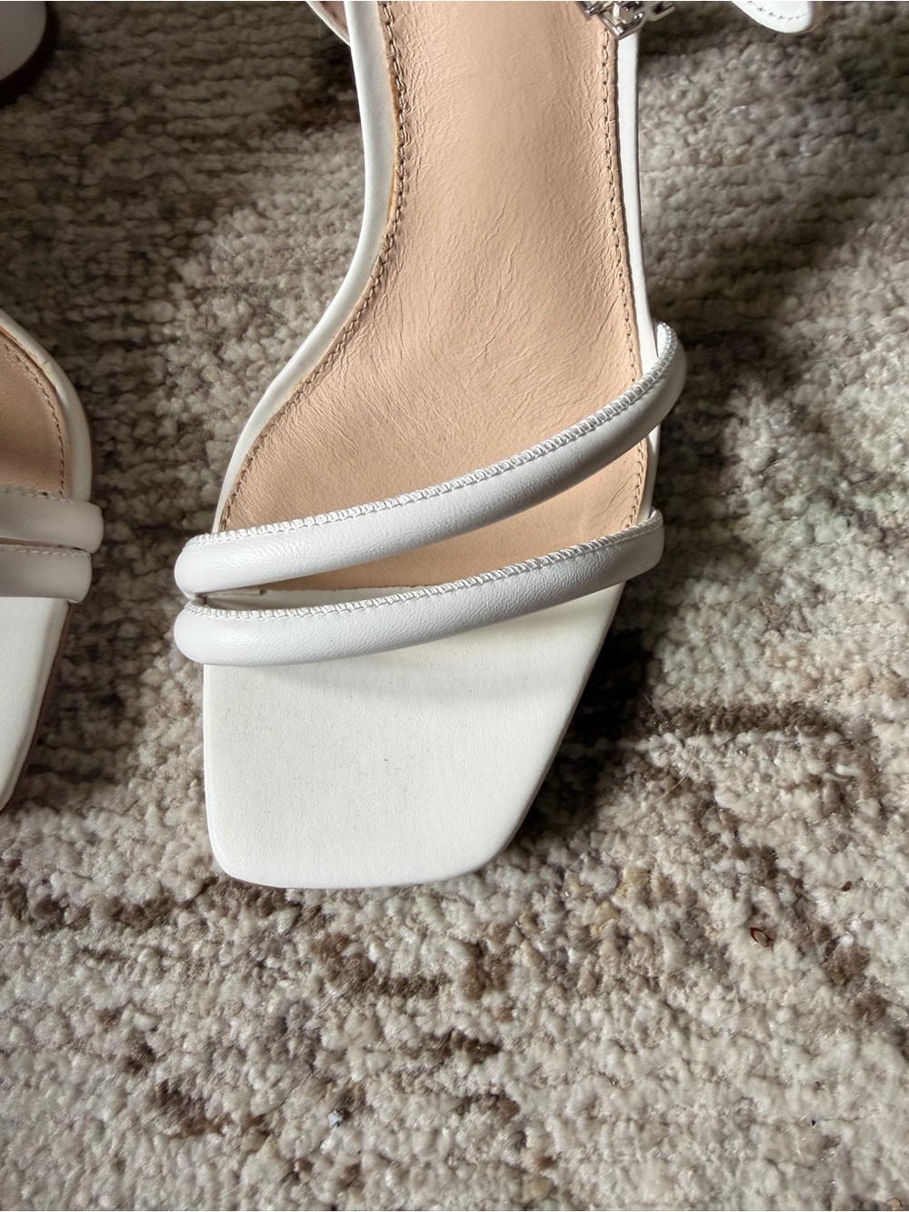 Sam Edelman White Strappy Block Heel Sandals with Square Toe - Picture 2 of 5